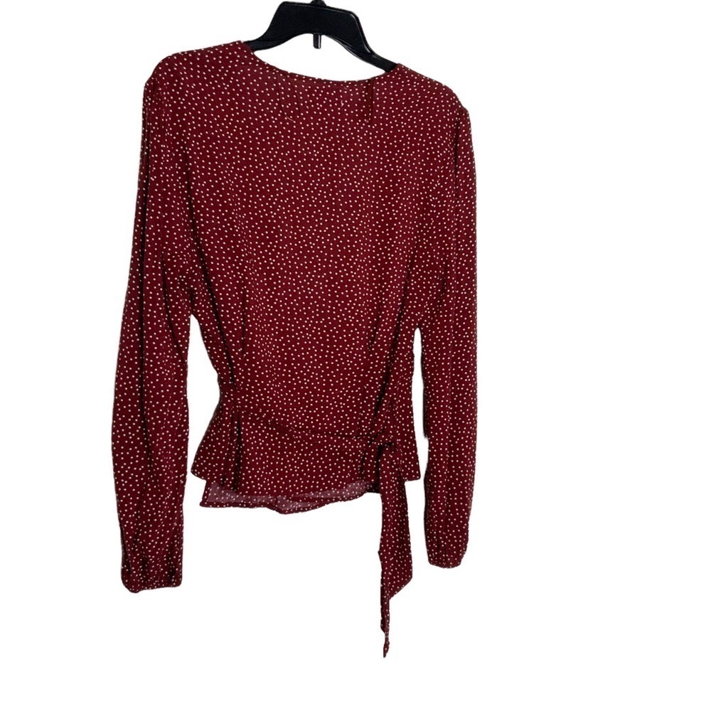 Vixbe polka dot wrapped blouse with deep V neckline. Long sleeves. Size S - Picture 5 of 8